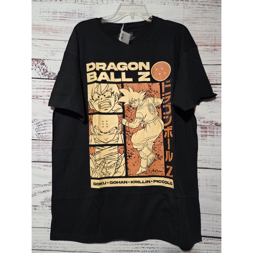 Dragon Ball Z Mens Goku Gohan Krillin Piccolo Graphic T-Shirt Black Large NEW